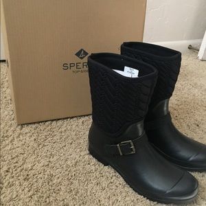 Sperry Women's Walker Rain Boots Rope BlackSz 10 M